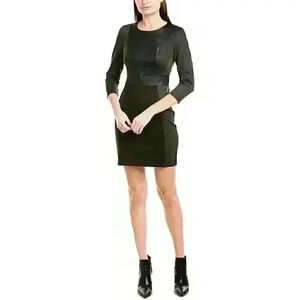 NEW! BCBGMAXAZRIA Women's S Paneled 3/4 Sleeve Dress In Charcoal Combo NWT $228